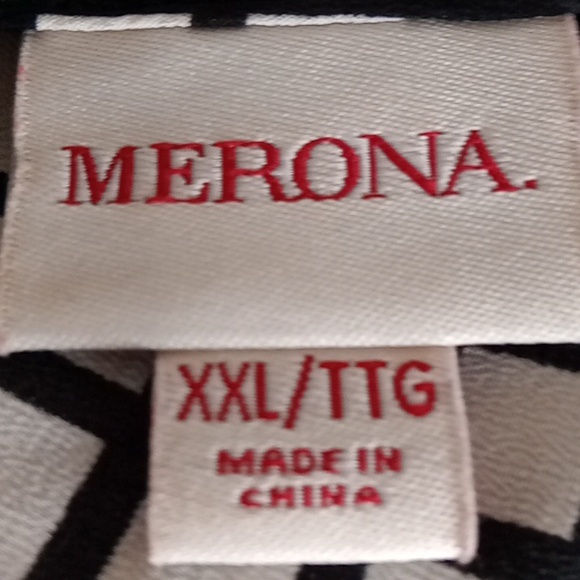 Merona black & white quarter zip long sleeves blouse. Size XXL. - Picture 4 of 5